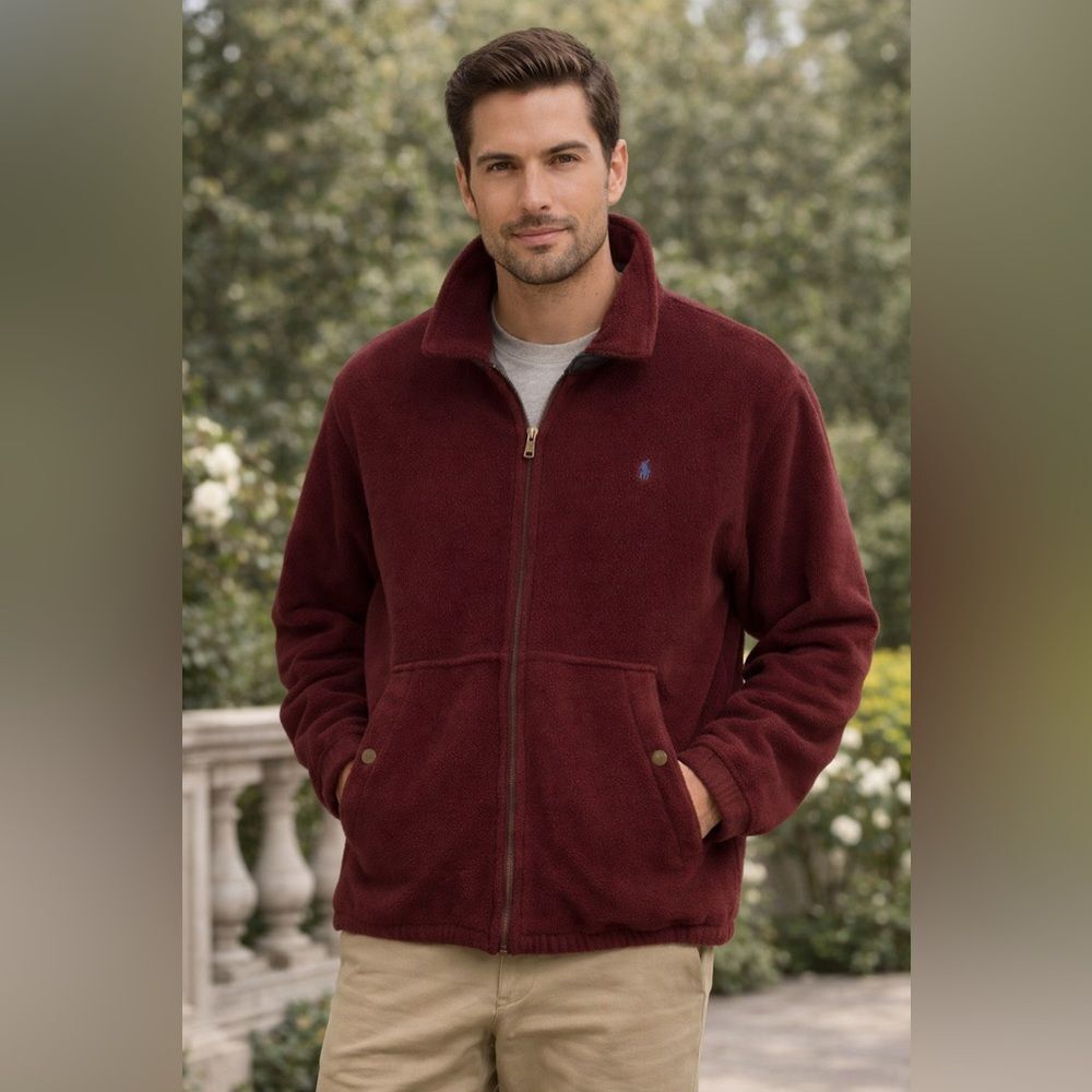 Polo Ralph Lauren Men's Maroon Zip-Up Sweater